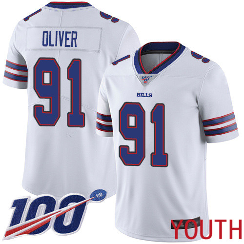 Youth Buffalo Bills #91 Ed Oliver White Vapor Untouchable Limited Player 100th Season NFL Jersey